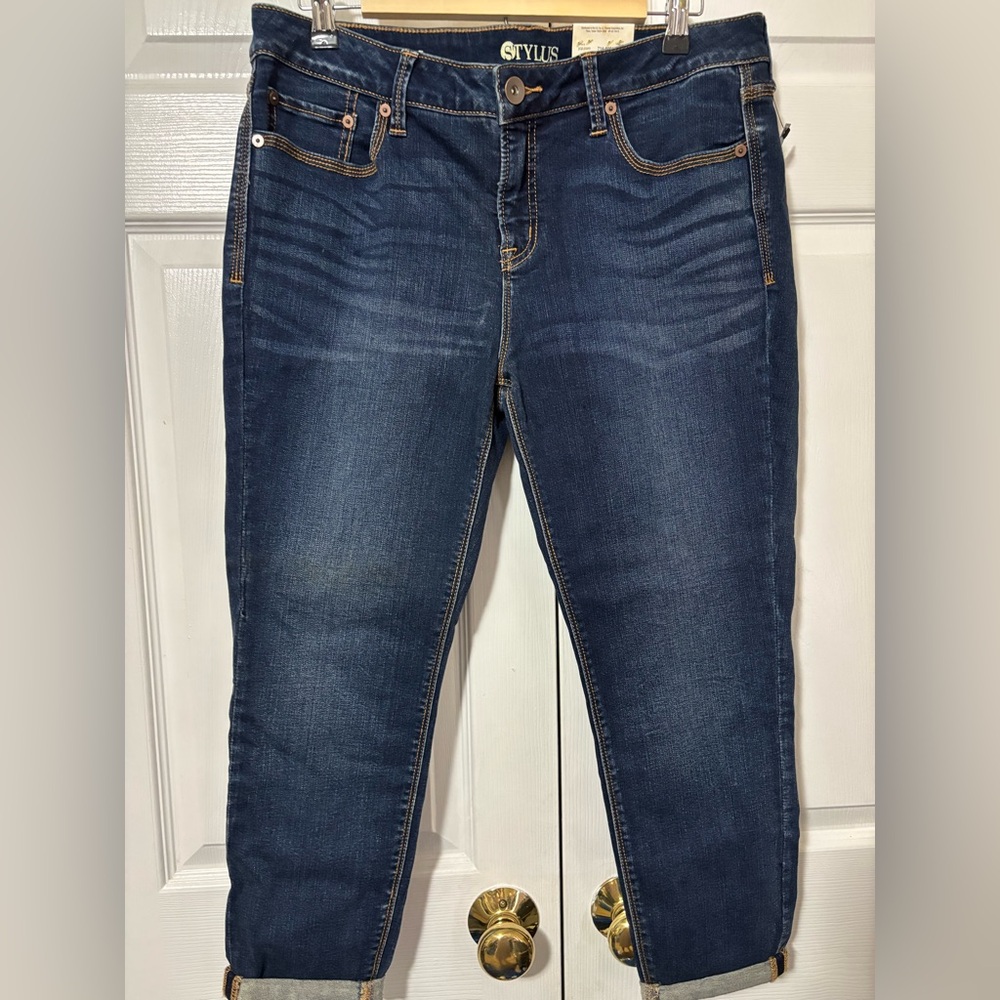 Stylus Skinny Denim Jeans Women's 32/14 petite 5-Pocket Mid Rise Rinse Wash